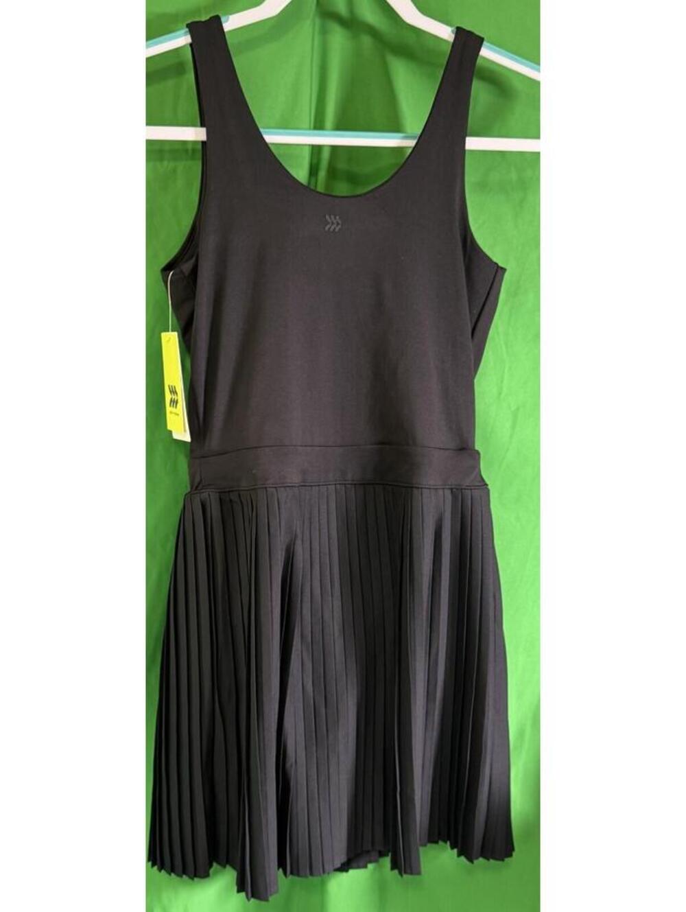 All in Motion Black Pleated Tennis Dress Built in Shorts Shelf Bra Women's Small - Picture 2 of 8